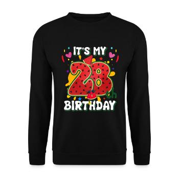 28e anniversaire Pastèque cadeau d’été - Sweat-shirt Unisexe - noir - Devant - Alina (178cm) & Michal (187cm)