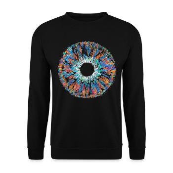 Buntes Auge Iris Alles Sehendes Mandala Pupille - Unisex Pullover - Schwarz - Vorne - Alina (178cm) & Michal (187cm)