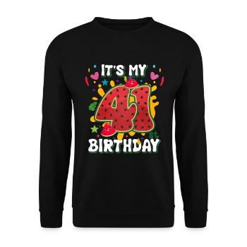 41st Birthday Watermelon - Unisex Sweatshirt - black - Front - Alina (178cm) & Michal (187cm)