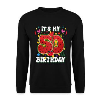 50th Birthday Watermelon - Unisex Sweatshirt - black - Front - Alina (178cm) & Michal (187cm)