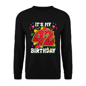 42nd Birthday Watermelon - Unisex Sweatshirt - black - Front - Alina (178cm) & Michal (187cm)