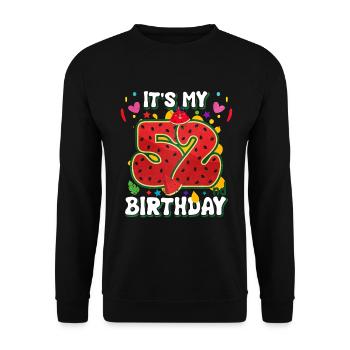 52nd Birthday Watermelon - Unisex Sweatshirt - black - Front - Alina (178cm) & Michal (187cm)