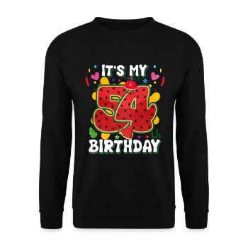 54th Birthday Watermelon - Unisex Sweatshirt - black - Front - Alina (178cm) & Michal (187cm)