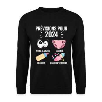 Prévisions pour 2024 Humour Futur Papa pour 2024 - Sweat-shirt Unisexe - noir - Devant - Alina (178cm) & Michal (187cm)