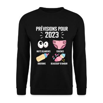 Prévisions pour 2023 Humour Futur Papa pour 2023 - Sweat-shirt Unisexe - noir - Devant - Alina (178cm) & Michal (187cm)