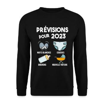 Prévisions pour 2023 Humour Futur Papa pour 2023 - Sweat-shirt Unisexe - noir - Devant - Alina (178cm) & Michal (187cm)