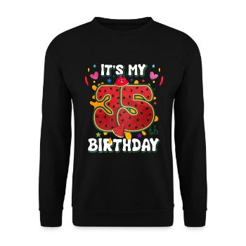 35th Birthday Watermelon - Unisex Sweatshirt - black - Front - Alina (178cm) & Michal (187cm)