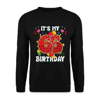 66th Birthday Watermelon - Unisex Sweatshirt - black - Front - Alina (178cm) & Michal (187cm)