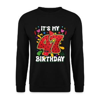 47th Birthday Watermelon - Unisex Sweatshirt - black - Front - Alina (178cm) & Michal (187cm)