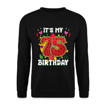 75th birthday watermelon - Unisex Sweatshirt - black - Front - Alina (178cm) & Michal (187cm)