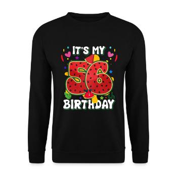 56th Birthday Watermelon - Unisex Sweatshirt - black - Front - Alina (178cm) & Michal (187cm)