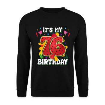 76th Birthday Watermelon - Unisex Sweatshirt - black - Front - Alina (178cm) & Michal (187cm)