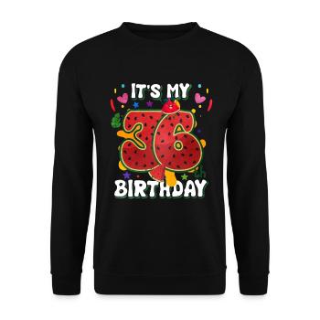 36th Birthday Watermelon - Unisex Sweatshirt - black - Front - Alina (178cm) & Michal (187cm)