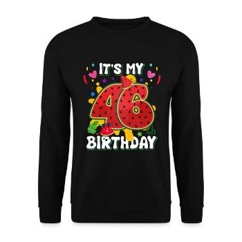 46th Birthday Watermelon - Unisex Sweatshirt - black - Front - Alina (178cm) & Michal (187cm)