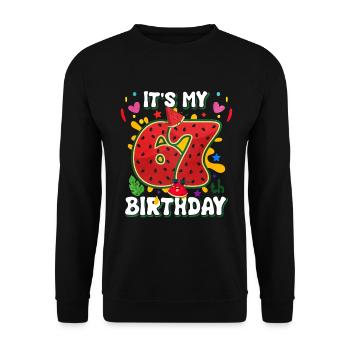 67th Birthday Watermelon - Unisex Sweatshirt - black - Front - Alina (178cm) & Michal (187cm)