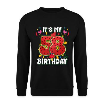 58th Birthday Watermelon - Unisex Sweatshirt - black - Front - Alina (178cm) & Michal (187cm)