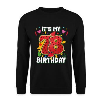 78th Birthday Watermelon - Unisex Sweatshirt - black - Front - Alina (178cm) & Michal (187cm)