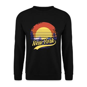 New York - Unisex Pullover - Schwarz - Vorne - Alina (178cm) & Michal (187cm)