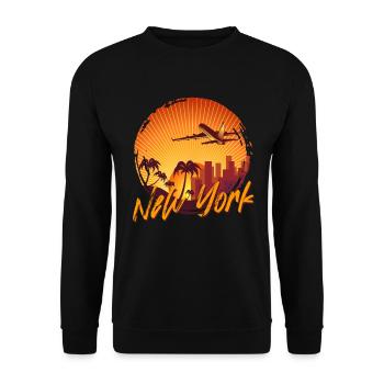 New York - Unisex Pullover - Schwarz - Vorne - Alina (178cm) & Michal (187cm)