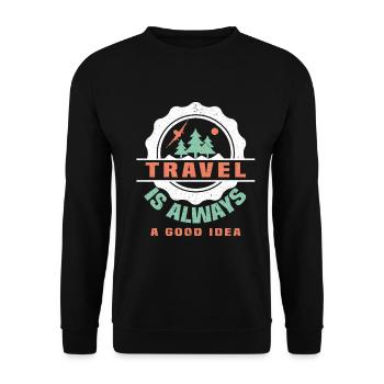 Urlaub Reisen Flugzeug Sonne Meer Strand - Unisex Pullover - Schwarz - Vorne - Alina (178cm) & Michal (187cm)