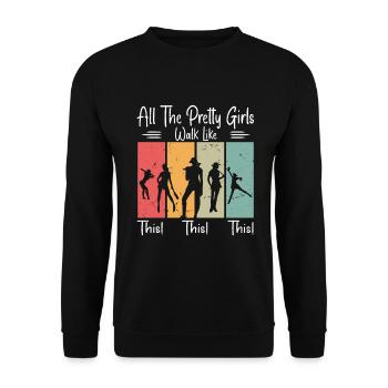 All The Pretty Girls Walk Like This Funny Baseball - Sweat-shirt Unisexe - noir - Devant - Alina (178cm) & Michal (187cm)