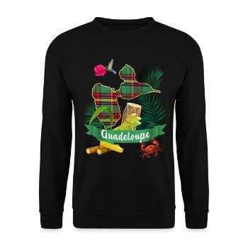 Gwada Guadeloupe Madras Tropicale Colibri - Sweat-shirt Unisexe - noir - Devant - Alina (178cm) & Michal (187cm)