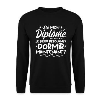 J'ai Mon Diplôme Je Peux Retourner Dormir ? - Sweat-shirt Unisexe - noir - Devant - Alina (178cm) & Michal (187cm)
