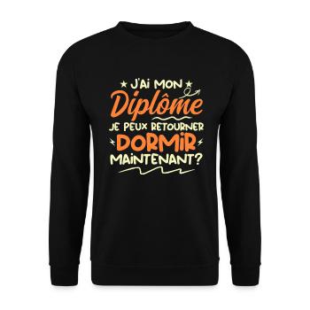 J'ai Mon Diplôme Je Peux Retourner Dormir ? - Sweat-shirt Unisexe - noir - Devant - Alina (178cm) & Michal (187cm)