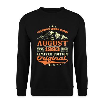 August 1993 Jubiläum 1993 Legenden August - Unisex Pullover - Schwarz - Vorne - Alina (178cm) & Michal (187cm)
