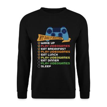 My daily routine gaming gamer - Unisex Sweatshirt - black - Front - Alina (178cm) & Michal (187cm)