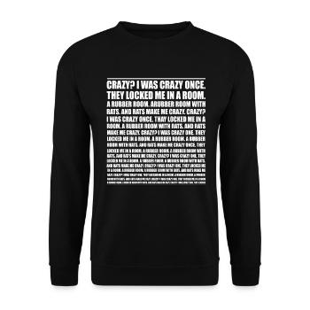 Verrückt? Ich war mal verrückt. Lustiges Trend-Meme - Unisex Pullover - Schwarz - Vorne - Alina (178cm) & Michal (187cm)