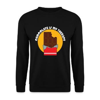 Schokolade Ist meine Therapie - Unisex Pullover - Schwarz - Vorne - Alina (178cm) & Michal (187cm)