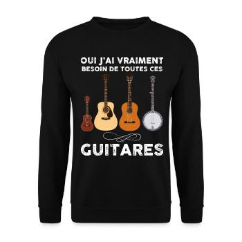 Guitares Cadeau Passion Musique Homme Ou Femme - Sweat-shirt Unisexe - noir - Devant - Alina (178cm) & Michal (187cm)