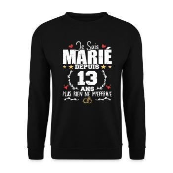 Je Suis Marié Depuis 13 Ans, Cadeau 13 Ans Mariage - Sweat-shirt Unisexe - noir - Devant - Alina (178cm) & Michal (187cm)