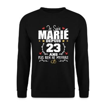 Je Suis Marié Depuis 23 Ans, Cadeau 23 Ans Mariage - Sweat-shirt Unisexe - noir - Devant - Alina (178cm) & Michal (187cm)