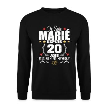 Je Suis Marié Depuis 20 Ans, Cadeau 20 Ans Mariage - Sweat-shirt Unisexe - noir - Devant - Alina (178cm) & Michal (187cm)