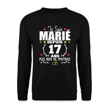 Je Suis Marié Depuis 17 Ans, Cadeau 17 Ans Mariage - Sweat-shirt Unisexe - noir - Devant - Alina (178cm) & Michal (187cm)
