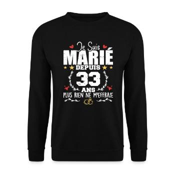 Je Suis Marié Depuis 33 Ans, Cadeau 33 Ans Mariage - Sweat-shirt Unisexe - noir - Devant - Alina (178cm) & Michal (187cm)