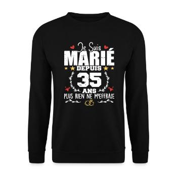 Je Suis Marié Depuis 35 Ans, Cadeau 35 Ans Mariage - Sweat-shirt Unisexe - noir - Devant - Alina (178cm) & Michal (187cm)