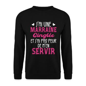 J'ai Une Marraine Cinglée et Je Peux M'en Servir - Sweat-shirt Unisexe - noir - Devant - Alina (178cm) & Michal (187cm)