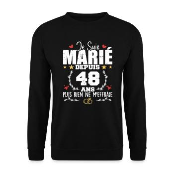 Je Suis Marié Depuis 48 Ans, Cadeau 48 Ans Mariage - Sweat-shirt Unisexe - noir - Devant - Alina (178cm) & Michal (187cm)