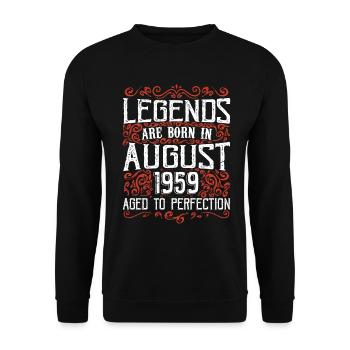 August 1959 Geburtstag 1959 Legenden August - Unisex Pullover - Schwarz - Vorne - Alina (178cm) & Michal (187cm)