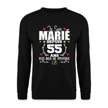 Je Suis Marié Depuis 55 Ans, Cadeau 55 Ans Mariage - Sweat-shirt Unisexe - noir - Devant - Alina (178cm) & Michal (187cm)