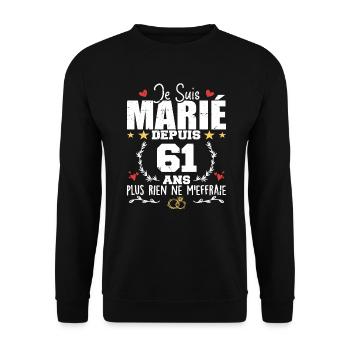 Je Suis Marié Depuis 61 Ans, Cadeau 61 Ans Mariage - Sweat-shirt Unisexe - noir - Devant - Alina (178cm) & Michal (187cm)