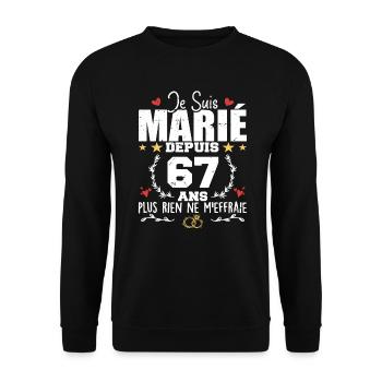 Je Suis Marié Depuis 67 Ans, Cadeau 67 Ans Mariage - Sweat-shirt Unisexe - noir - Devant - Alina (178cm) & Michal (187cm)