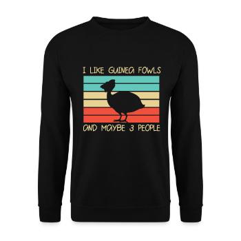Perlhühner Perlhuhn Guinea Fowl - Unisex Pullover - Schwarz - Vorne - Alina (178cm) & Michal (187cm)