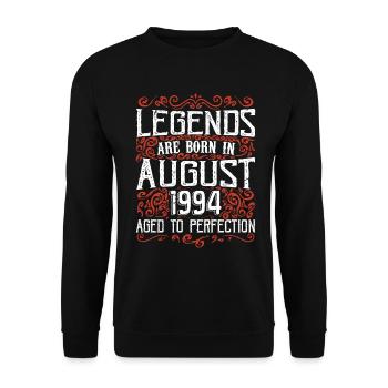 1994 Août Vintage Anniversaire Rétro Août 1994 - Sweat-shirt Unisexe - noir - Devant - Alina (178cm) & Michal (187cm)