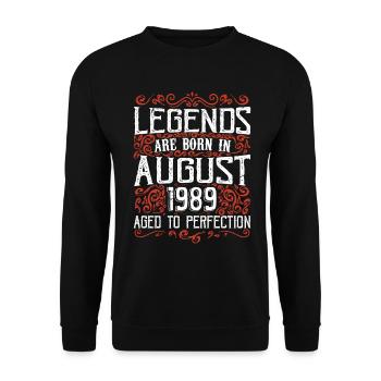 1989 Août Vintage Anniversaire Rétro Août 1989 - Sweat-shirt Unisexe - noir - Devant - Alina (178cm) & Michal (187cm)