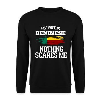 Bénin Épouse - Sweat-shirt Unisexe - noir - Devant - Alina (178cm) & Michal (187cm)