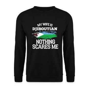Dschibuti Ehefrau - Unisex Pullover - Schwarz - Vorne - Alina (178cm) & Michal (187cm)